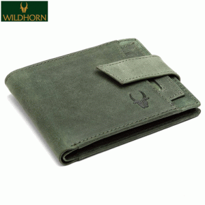 WildHorn Nepal Genuine Leather Green Men's Wallet to gift for him (WH1173 SAGE Green)