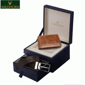 WILDHORN Nepal RFID Protected Genuine Leather Wallet & Belt Combo for Men with premium giftbox( New Giftbox 2052 TAN CRUNCH )
