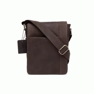 WildHorn Nepal Genuine Sling Leather Dark Brown Messenger Bag L- 8.5inch W-3 inch H-10.5 inch(MB 563 Dark Brown))