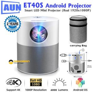 AUN ET40S Android 9.0 Smart LED Portable Projector, Real Full HD 1920x1080P, 4000 Lumens, Wifi