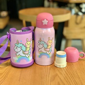 Portable Kids Water Sippy Cup Creative Cartoon Baby Feeding Cups With Straw Leakproof Water Thermos Bottle