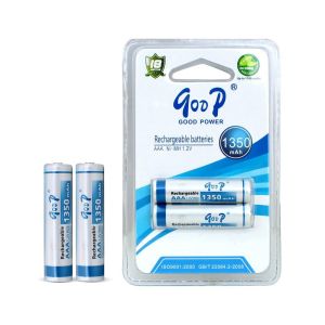Goop AAA Sized 1350mAh Ni-MH 1.2V Rechargeable Battery 2 Pcs (1 Pair), Up to 1100 Cycles