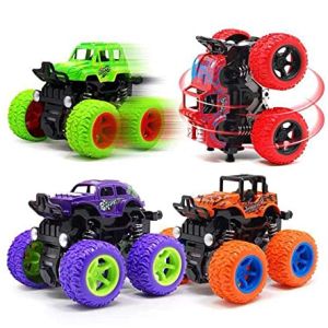 Push & Go Durable Off-Road Vehicle Inertia 4 Wheel Drive Easy Operate Friction Powered Mini Monster Truck Toy for Kids