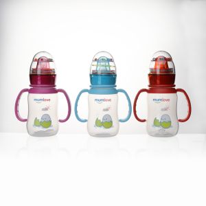 Mumlove Silicone Nipple Eco-Friendly Food Grade Ring Bell 150ml PP Feeding Baby Bottle with Handle