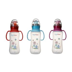 Mumlove Silicone Nipple (BPA Free) Eco-Friendly Food Grade Ring Bell 300ml PP Feeding Baby Bottle with Handle