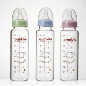 Mumlove High Borosilicate Glass Body Arc Baby Feeding Anti-colic BPA Free Eco-friendly Food Grade 150ml Wonderful Silicone Nipple Bottle