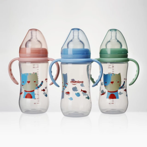 Mumlove Wide Neck Silicone Nipple (BPA Free) Eco-friendly Food Grade PP Baby Feeding Bottle 260ml with Handle
