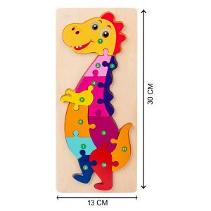 Cute Baby Colorful Wooden Dinosaur Shaped Puzzle, Numerical Number (1-10) Early Learning & Education Cognition Toys Jigsaw Montessori Puzzle for Kids