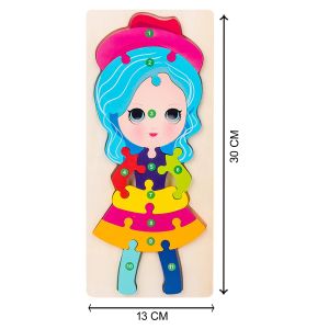 Cute Baby Colorful Wooden Human Body’s Parts (Girl) Shaped Puzzle, Numerical Number Early Learning & Education Cognition Toys Jigsaw Puzzle for Kids