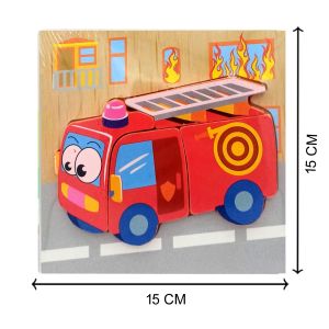 Cute Baby Colorful Wooden Bus Shaped Puzzle, Early Learning & Education Cognition Toy Jigsaw Montessori Puzzle for Kids