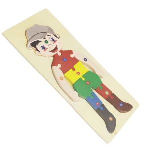 Wooden Human Body’s Parts (Boy) Puzzle Blocks Board, Preschool Educational Teaching Montessori Toy for Kids