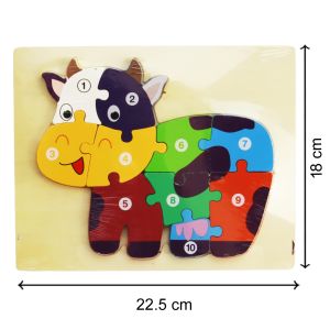Cute Baby Colorful Wooden Dinosaur Shaped Puzzle with Numerical Numbers, Early Learning & Educational Cognition Toys Montessori Puzzle for Kids