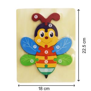 Cute Baby Colorful Wooden Honey Bee Shaped Puzzle with Numerical Numbers, Early Learning & Educational Cognition Toys Montessori Puzzle for Kids