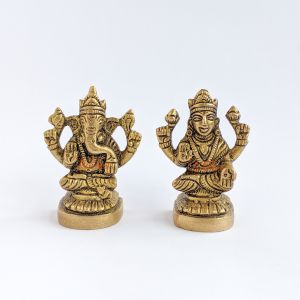 Brass Ganesh Laxmi Set 5.5 Cms | Statue | Worship | Puja bhada | Axia Krafts