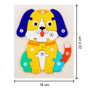 Cute Baby Colorful Wooden Dog Shaped Puzzle, Numerical Number (1-10) Early Learning & Education Cognition Toys Jigsaw Montessori Puzzle for Kids