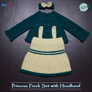 KIdzCo Woolen Princess Frock Set with Headband (1-2 Years)
