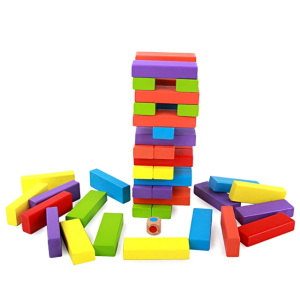 Jenga Colorful  51 Wooden Stacking & Balancing Building Blocks Tumble Tower Game