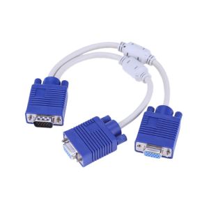 Best Quality VGA Y Splitter Cable (30cm) for 1 Computer to 2 Monitors Dual Display (1 Male VGA to 2 Female VGA Port)