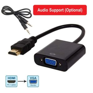 HDMI (Male) to VGA (Female) Converter Adapter with Audio for Computer, Desktop, Laptop, PC, Monitor, Projector, HDTV, Chromebook, Raspberry Pi, Roku, Xbox and More