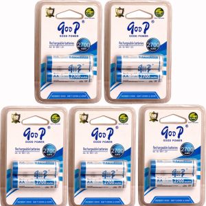 Goop AA Sized 2700mAh Ni-CD 1.2V Rechargeable Battery 10 Pcs (5 Pair), Up to 1100 Cycles