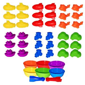 Montessori Counting Vehicle Toys with Matching Colors Dice Cups & Tweezers 36pcs