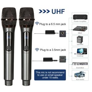 SHUPERD M12 UHF Wireless Microphone, Cordless Dual Handheld Dynamic Mic Set with Rechargeable Receiver For Live Sound & Stage, Wedding, Meeting etc.