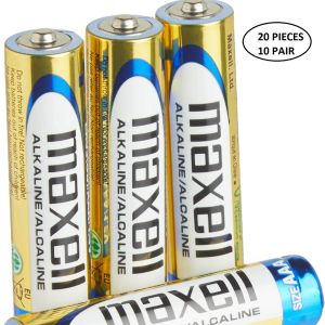 Maxell Alkaline AAA Sized 1.5V Battery 20 Pcs (10 Pair), Long Lasting and Reliable