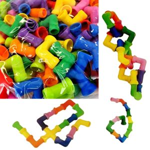 Small Pipe Shapes Interlocking Building Blocks Set Educational Construction Toys Puzzle Learning Game for Baby & Toddlers