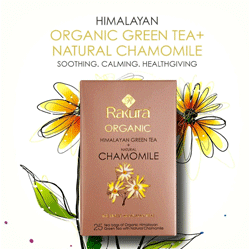 Rakura Himalayan Organic Green Tea with Natural Chamomile 25 Tea Bags