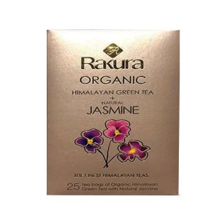 Rakura Himalayan Organic Green Tea Natural Jasmine 25 Tea Bags