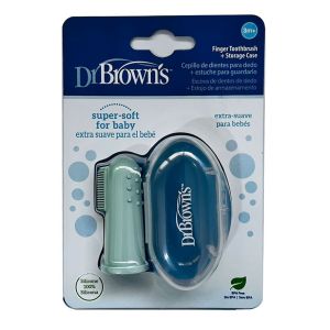 Dr Brown's Silicone Finger Toothbrush with case, Light Green,1 -pack Hg126-Intl (3m+)