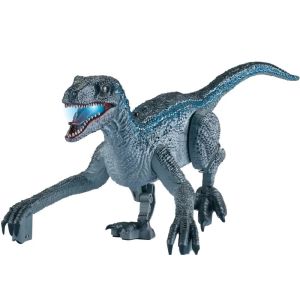 Battery Operated Walking Velociraptor Dinosaur Toy with Smoke Mist Spray, Dazzling Lights & Roaring Sound