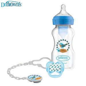 Dr. Brown's  Wide-Neck Options+ Bottle + Soother Gift Set - Blue Wb91612-Intlx