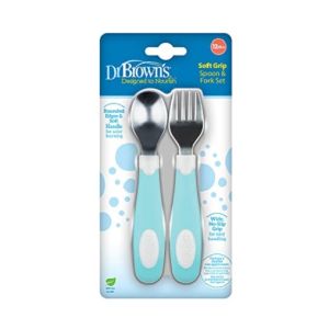 Dr. Brown's Soft Grip Spoon & Fork Set, Teal TF027