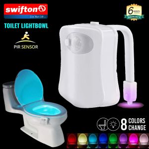 Swifton Night Light Bowl, Toilet Seat Light Bowl, PIR Sensor Motion Activated, 8 Colors Changing LED Toilet Seat Night Light,
