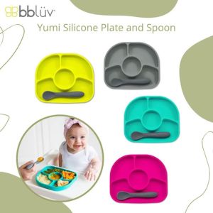 Bbluv - Yumi - Anti-Spill Silicone Plate & Spoon Set B0145