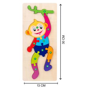 Cute Baby Colorful Wooden Monkey Shaped Puzzle, Numerical Number (1-10) Early Learning & Education Cognition Toys Jigsaw Montessori Puzzle for Kids