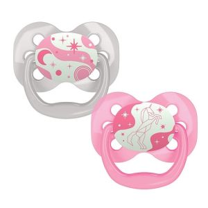Dr. Brown's Advantage Pacifiers, Stage 1, Glow in the Dark, Pink, 2-Pack PA12003-INTL for 0-6m