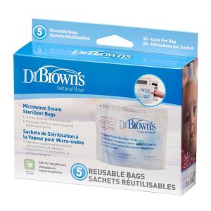 Dr. Brown's 960 Microwave Steam Sterilizer Bag 5-Pack (20 Uses Per Bag)